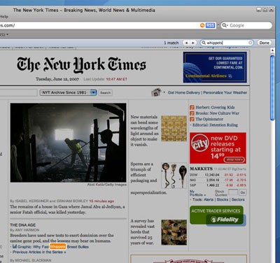 Safari 3 beta auf Windows Bugs 2